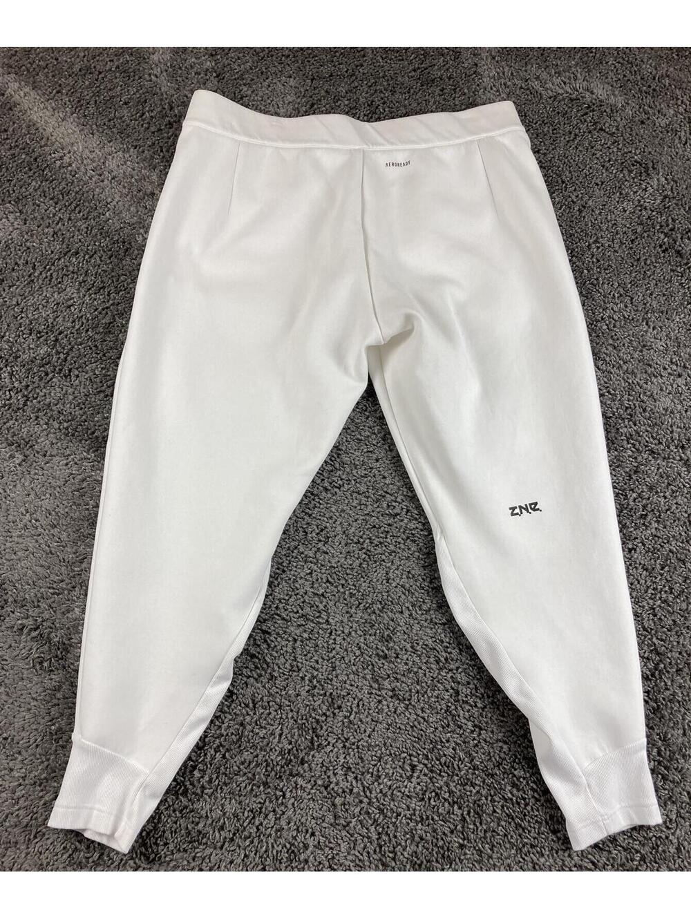 Adidas ZNE Pants Mens White AEROREADY Tapered Joggers Sweatpants Sz XL